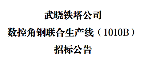 武曉鐵塔公司數(shù)控角鋼聯(lián)合生產(chǎn)線（1010B）招標(biāo)